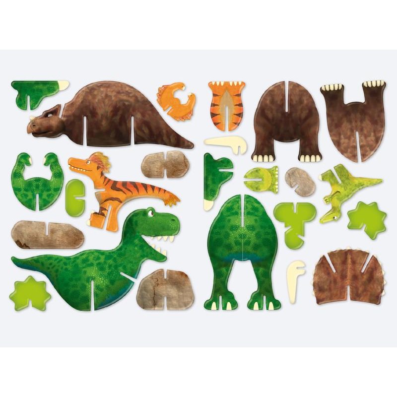 Snor Vulkanisch Regenboog Dinosaurus Pop out Bouwpakket Duurzaam Speelgoed Playpress Toys
