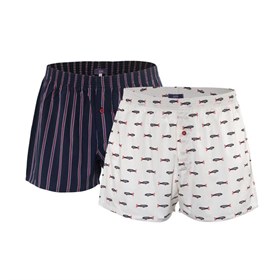 Heren Boxershort Biologisch Katoen Set van 2 Living Crafts Blauw Wit