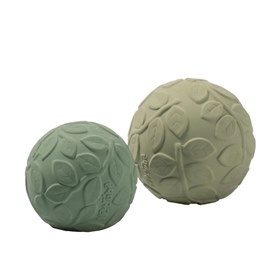 Image of Natuurrubber Sensorisch Speelgoed Leaf Ballen- Set van 2 met Bel - Groen