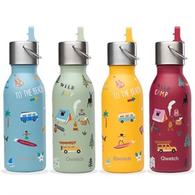 Kids Thermosfles Lekdicht van Gerecycled RVS met Sportdop 350 ml Qwetch