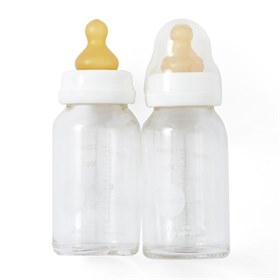 Image of Glazen Babyflesjes Natuurrubber Speen 120 ml Set van 2