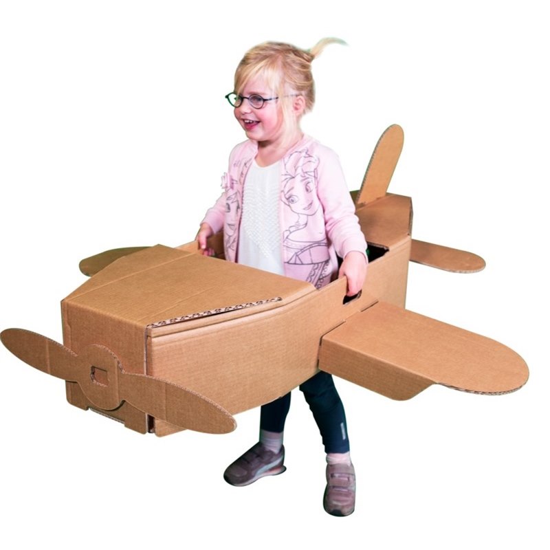 Barcelona Wees Riet Speelgoed Vliegtuig van FSC Karton KarTent duurzaam | GreenJump.nl