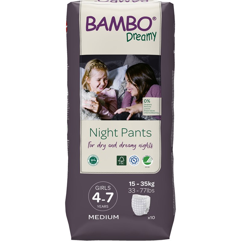 Op en neer gaan de ober Medisch wangedrag Bambo Nature Dreamy Eco Nachtluiers van 15-50 kg Girl milieuvriendelijk