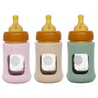 Glazen Babyfles Brede Hals met Natuurrubber Speen en Hoes Plasticvrij 150 ml Hevea